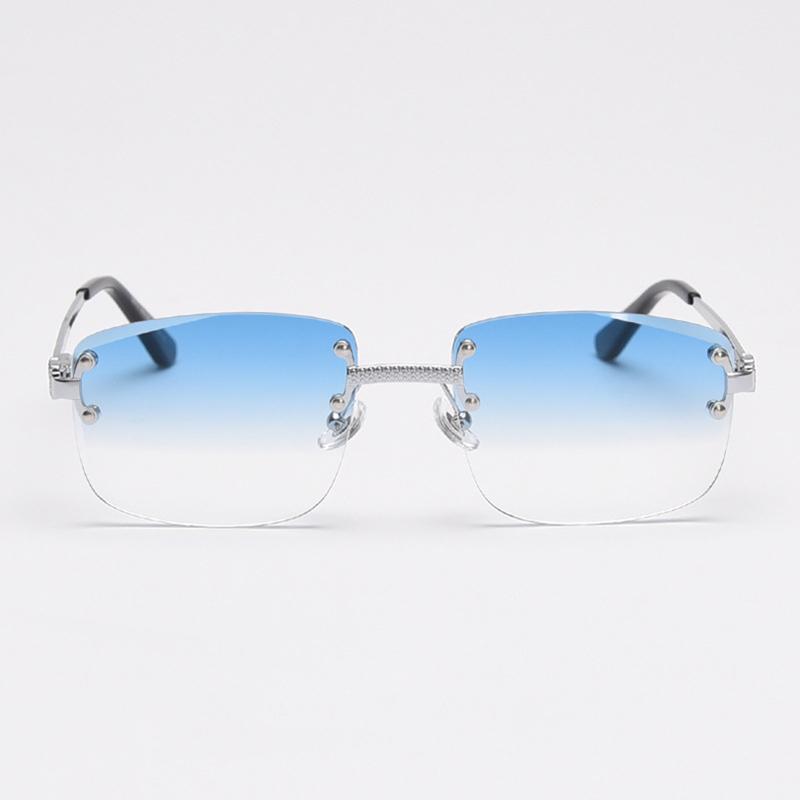 Rectangular Sun Glasses 90s Classic Fashion Summer Street Shot Decoration Luxury Metal square Frameless Sunglasses