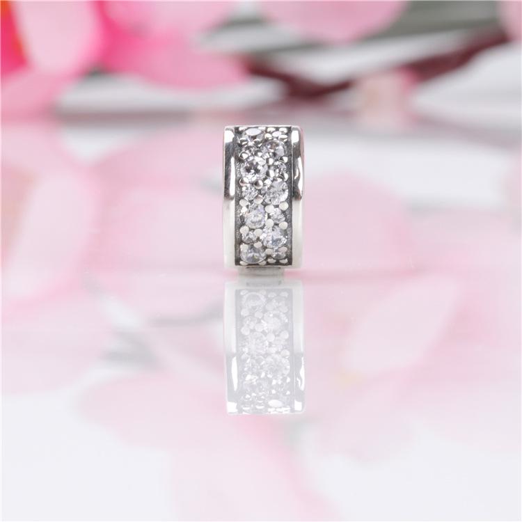 S925 Sterling Silver Colorful Sparkling Elegant Positioning Clip Bracelet White Copper Silver Plated (Y145) белый