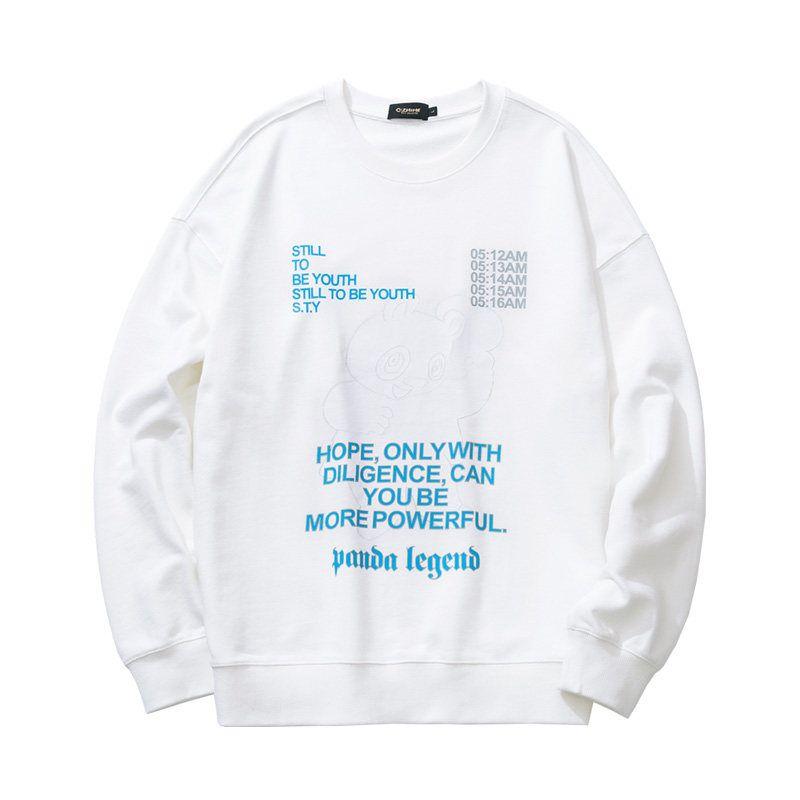 

Paper Crane Men s Joint Heavy Weight round Neck Pure Cotton Sweatshirt Autumn New Arrival Casual Pullover Men s Fashion Spring & Fall 01a white L