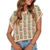 Women's Fashion Solid Color Round Neck Short Sleeved Knitted Small Flower Sweater Short Top