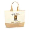 Tote Bag - PLANETEE - Marie-Christine Paws Off Bear - Natural Jute - Bear Pattern - Printed In France