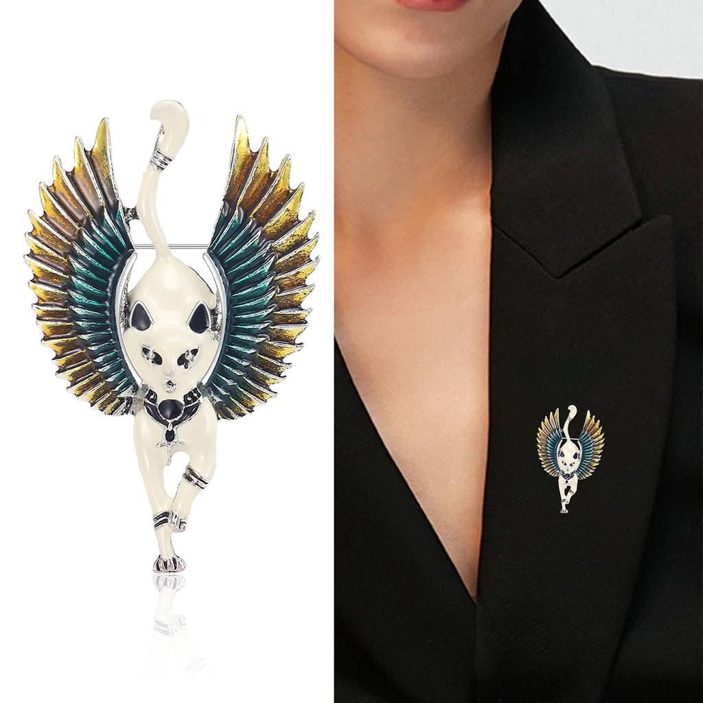 Personality Angel With Wings Cat Brooch Temperament Exotic Style Clothing Animal Pin Accessories
