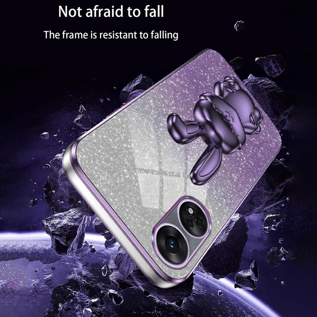 For Oppo Reno8 T 4G Cell Phone Case Glitter Pull-out Kickstand PC+TPU Drop Protection Cover
