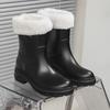 Women's Mid-Calf Rain Boots Winter Rubber Rain Boots Cotton-Padded Warm-Keeping Waterproof Women's Non-Slip Wear-resistant Shoes
