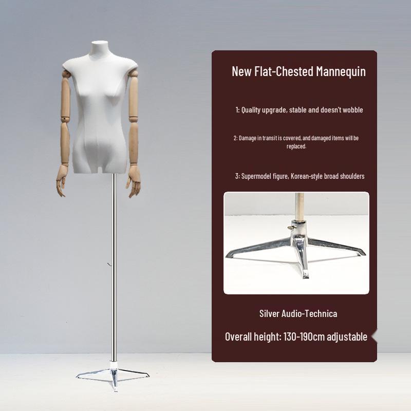 Korean Style Flat Body Female Mannequin with Wide Shoulders for Women's Clothing Display