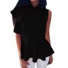 Premium Quality Women's Fashion Summer Round Neck Irregular Ruffled Slim Sleeveless Solid Top