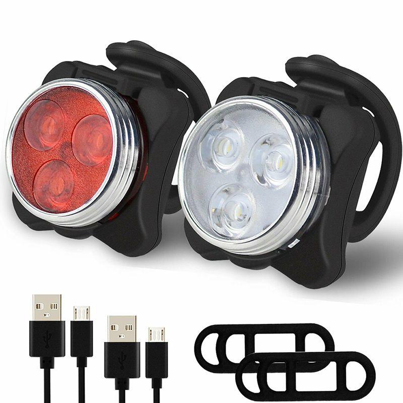 Usb Rechargeable Waterproof Ipx4 Bike Light Set For Safe Night Riding**