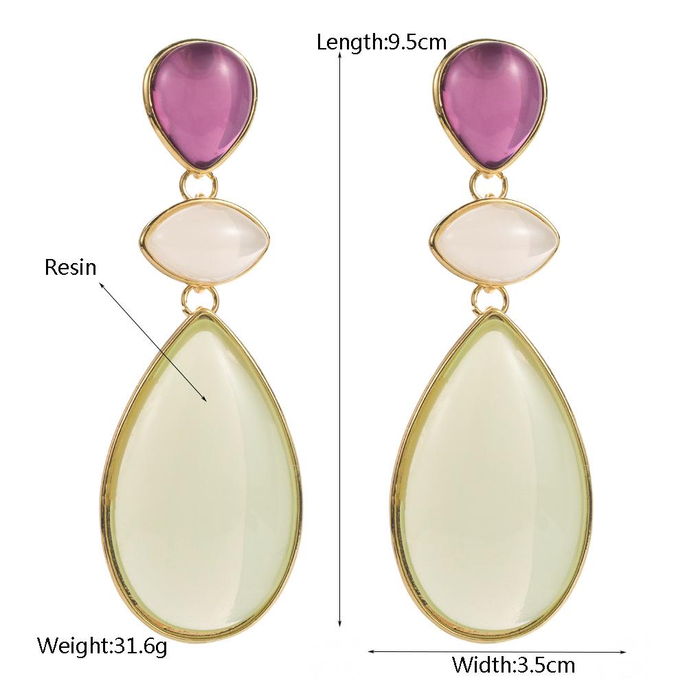 ZA Geometric Resin Long Earrings: European & American Style, Shell Pendant, High-Quality Women's Jewelry