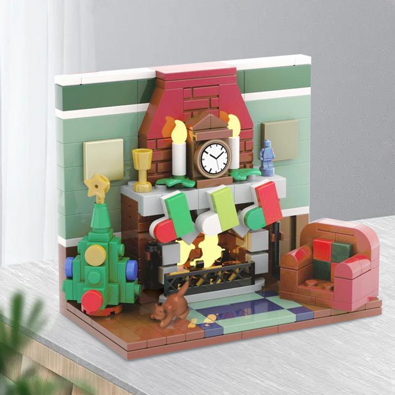 MOC Winter Countryside Christmas Decorate Building Block Set Christmas Cabin Coffee Cart Hot Drinks Christma series Kid Toy Gift