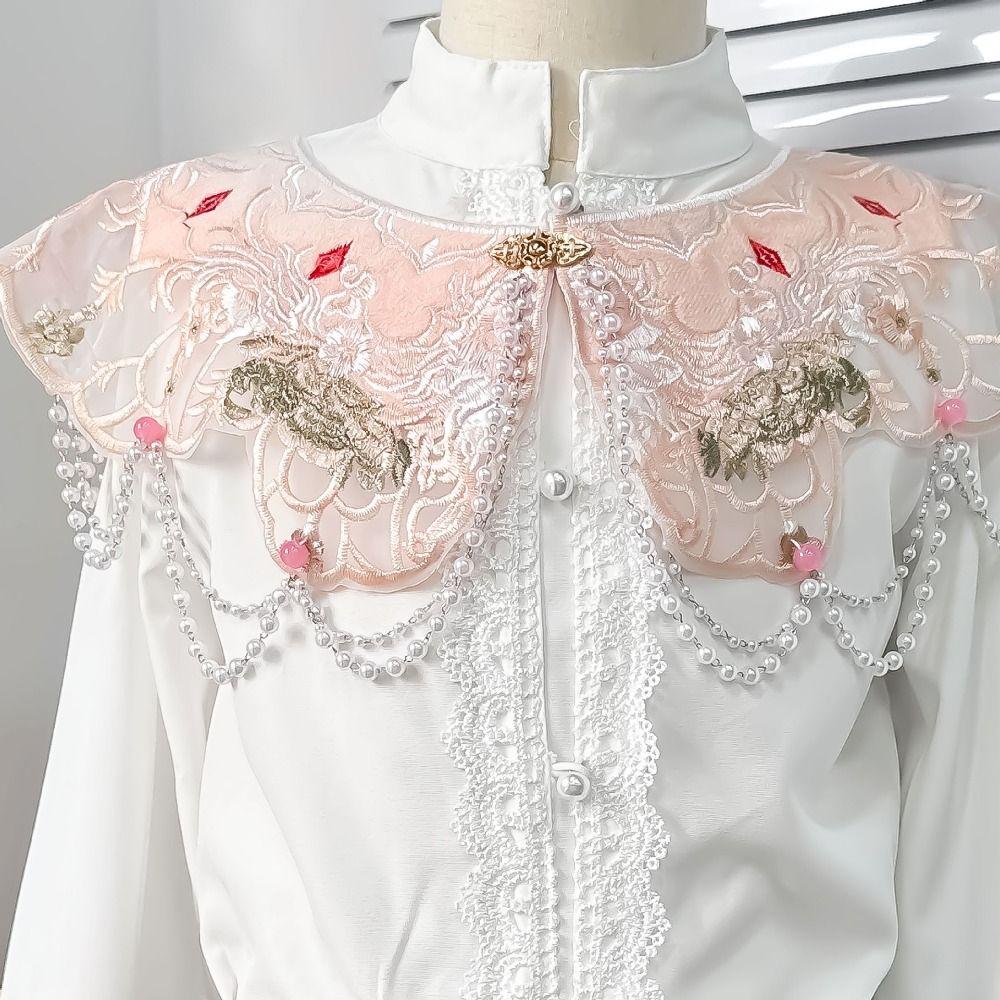 Chinese Style Embroidered Shawl Embroidery Design Detachable False Collar  Hanfu Accessories