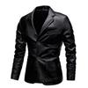 Men's leather jacket autumn and winter new lapel versatile PU small suit leather jacket large size leather jacket