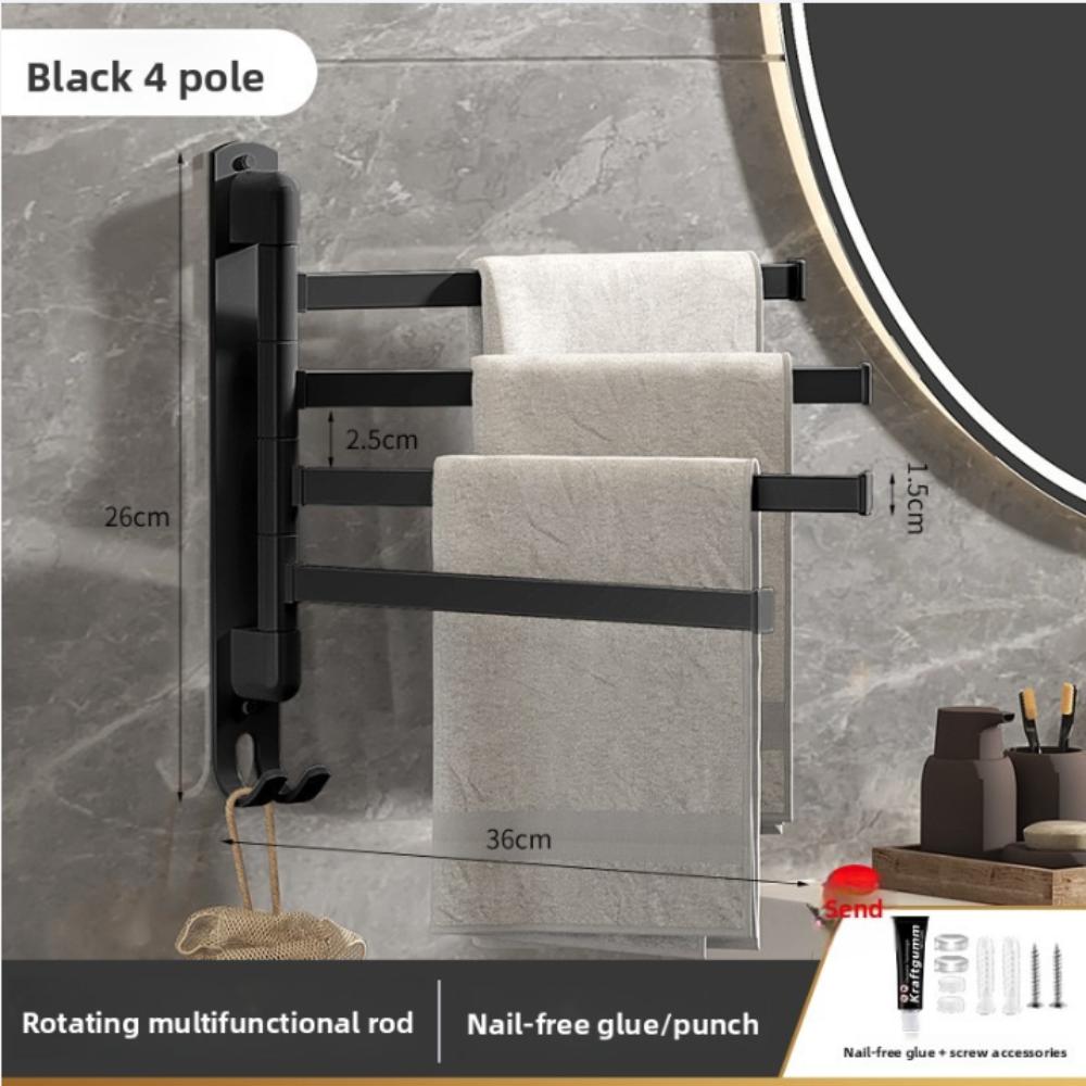 Multi-pole Suction Cup Towel Rack 180°Rotating Clothes Hanger Fashion Bathroom Towel Pole Rag