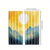 2pcs Abstract Nature Curtains, Mountain and Sun Vintage Design for Bedroom and Living Room