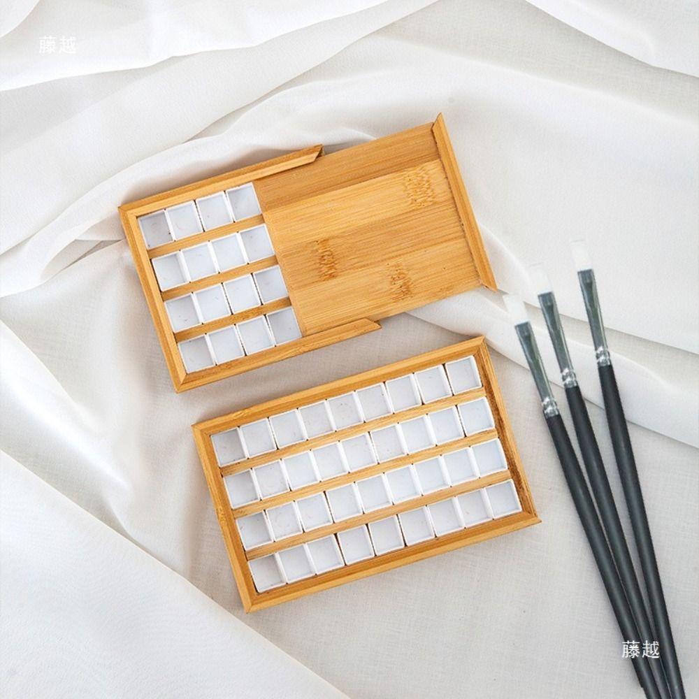 Empty Bamboo Watercolor Box with Lid Paint Storage Box New Paint Palette  Painting Art Supplies