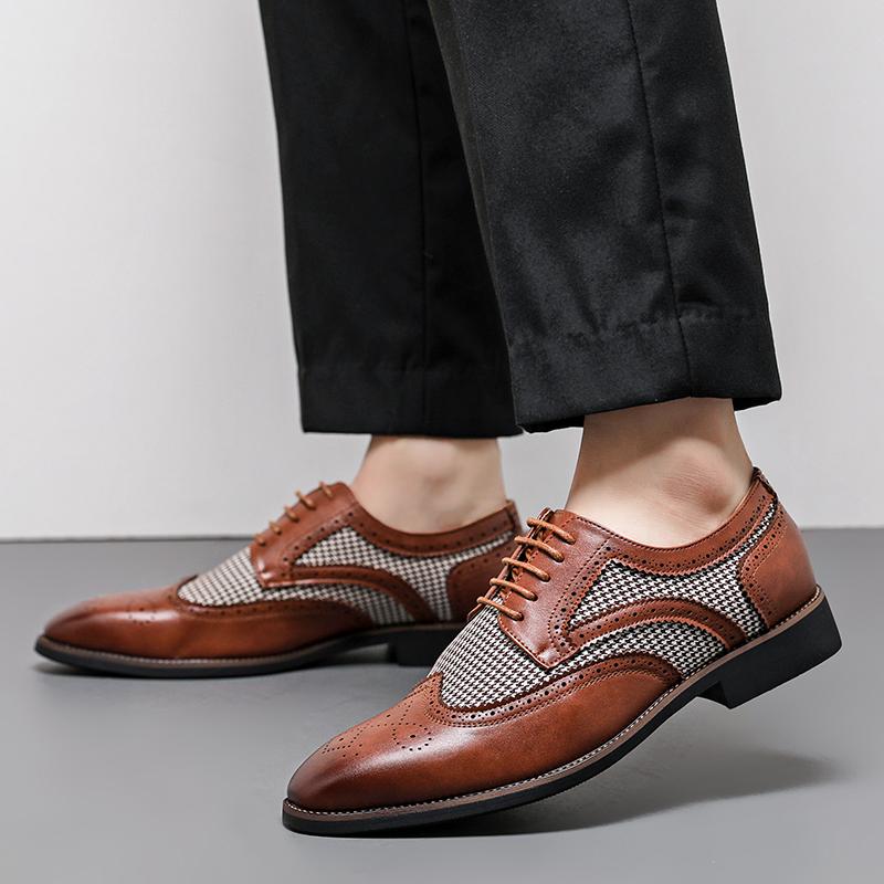 Fashion Brogue Men's Formal Leather Shoes Fashionable British Design Style Outdoor Leisure Business Party Office Wedding Plus Size Shoes