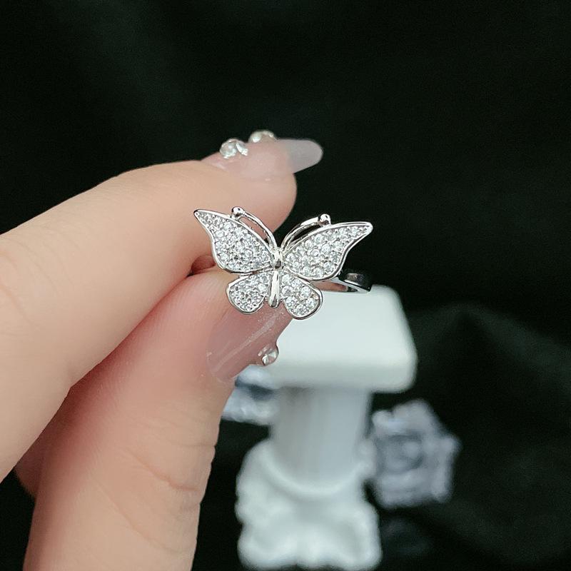 

Elegant Butterfly Diamond Open Ring - Luxurious & Trendy Design for Women