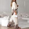 European & American Fashion Printed Cardigan and Wide-Leg Pants Set