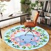 1pc Elephant Flowers Round Chair Mat Office Area Rug - Non-Slip, Floor Mat for Office, Bedroom, and Indoor Decor P127287