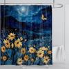 Sonnenblumen Landschaft Duschvorhang Wasserdichter Duschvorhang Polyestergewebe 3D-bedruckter Vorhang Badezimmerdekoration mit Haken