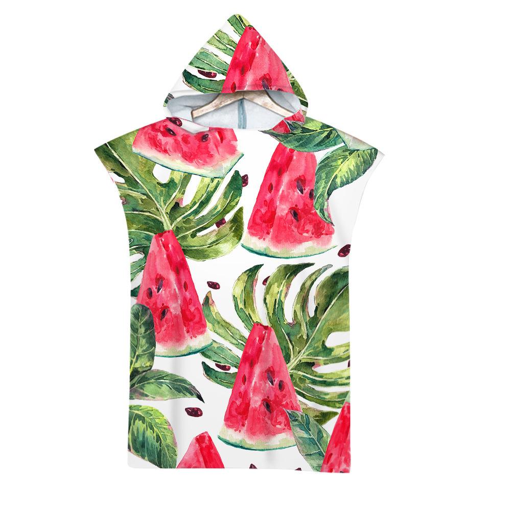 Leaf Microfiber Beach Towel Quick Dry Hooded Cloak Wetsuit Towels Adult Kids Parent-Child Poncho Bathrobe For Swim Surf