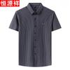 Hengyuanxiang Men's Striped Ice Silk Short-Sleeve Non-Iron Shirt