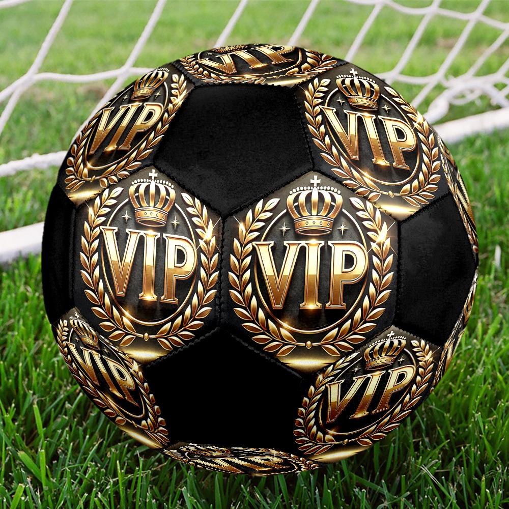 1pc Vip Crown Emblem Size 5 Suitable for Training & Matches, Machine-Stitched, Wear-Resistant Anti-Slip Covering, Gift for Christmas, Birthday. Q26170 Size 5