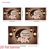 2D Ramadan Kareem Backdrop Brown Moon Pink Roses Background for Muslim Eid Photoshoot Banner