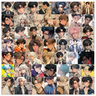 50 Watercolor Retro Old Style Cartoon Handsome Guy Stickers Notebook Mobile Phone Case Decoration Stickers