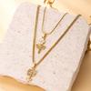 Stainless Steel Multi-layer Rhinestone Flower Necklace, Real Gold Plated Titanium, INS Style