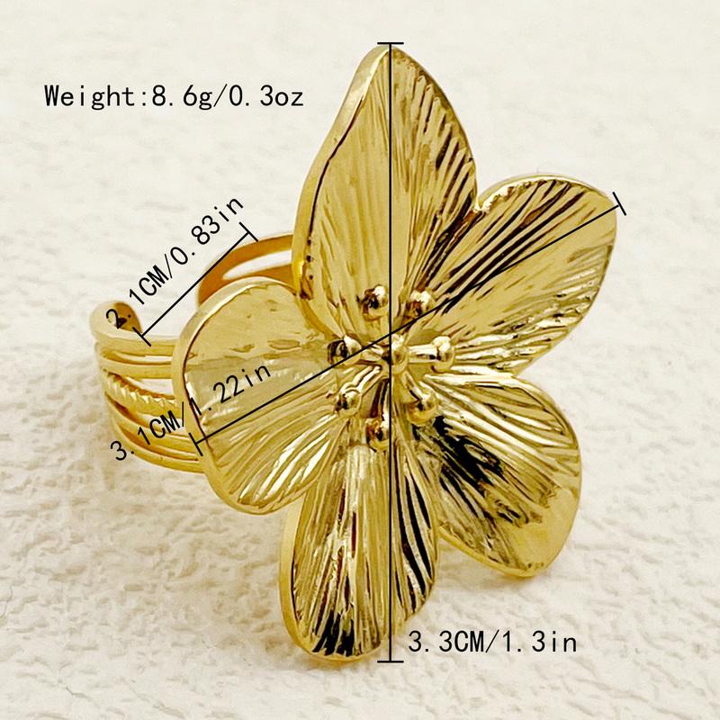 Vintage Goldfarbener Metallblumenring für Damen Mädchen Einfacher Geometrischer Öffnungsring für Zeigefinger Party Temperament Schmuck Geschenke