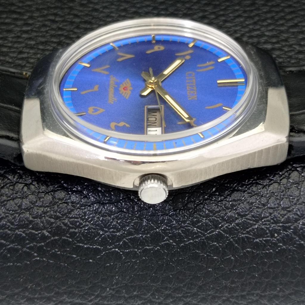 USED VINTAGE CITIZEN AUTOMATIC 8200 JAPAN MENS ARABIC BLUE DIAL WATCH A434865-2 R123-a434865