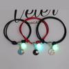 3 Pcs/set Luminous Beads Bracelet Hand-woven Love Star Moon Cat Sisters Novel Luminous Bracelet Adjustable Hand Rope