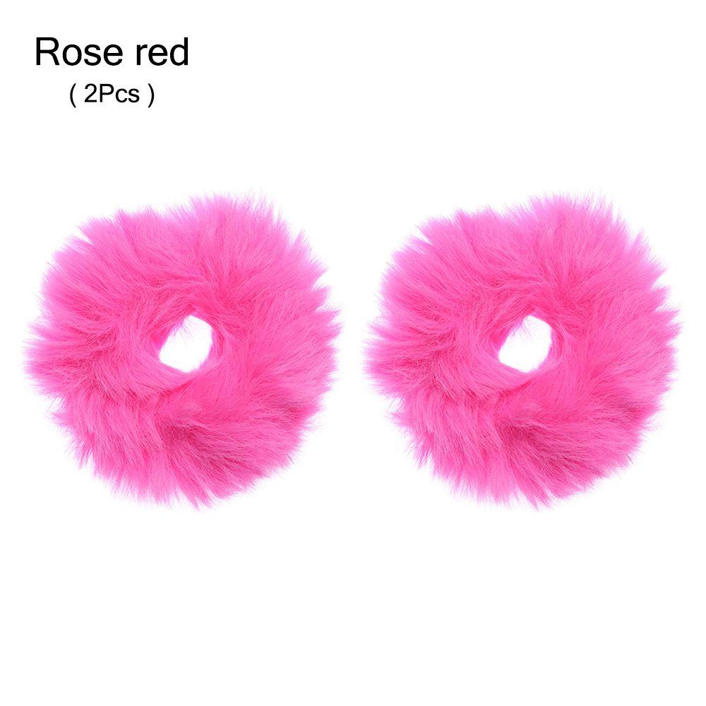 2Pcs Women Girls Winter Fur Hair Scrunchies Pom Pom Hair Tie Fuzzy Elastic Hair Bands Ponytail Holders Hair Accessories