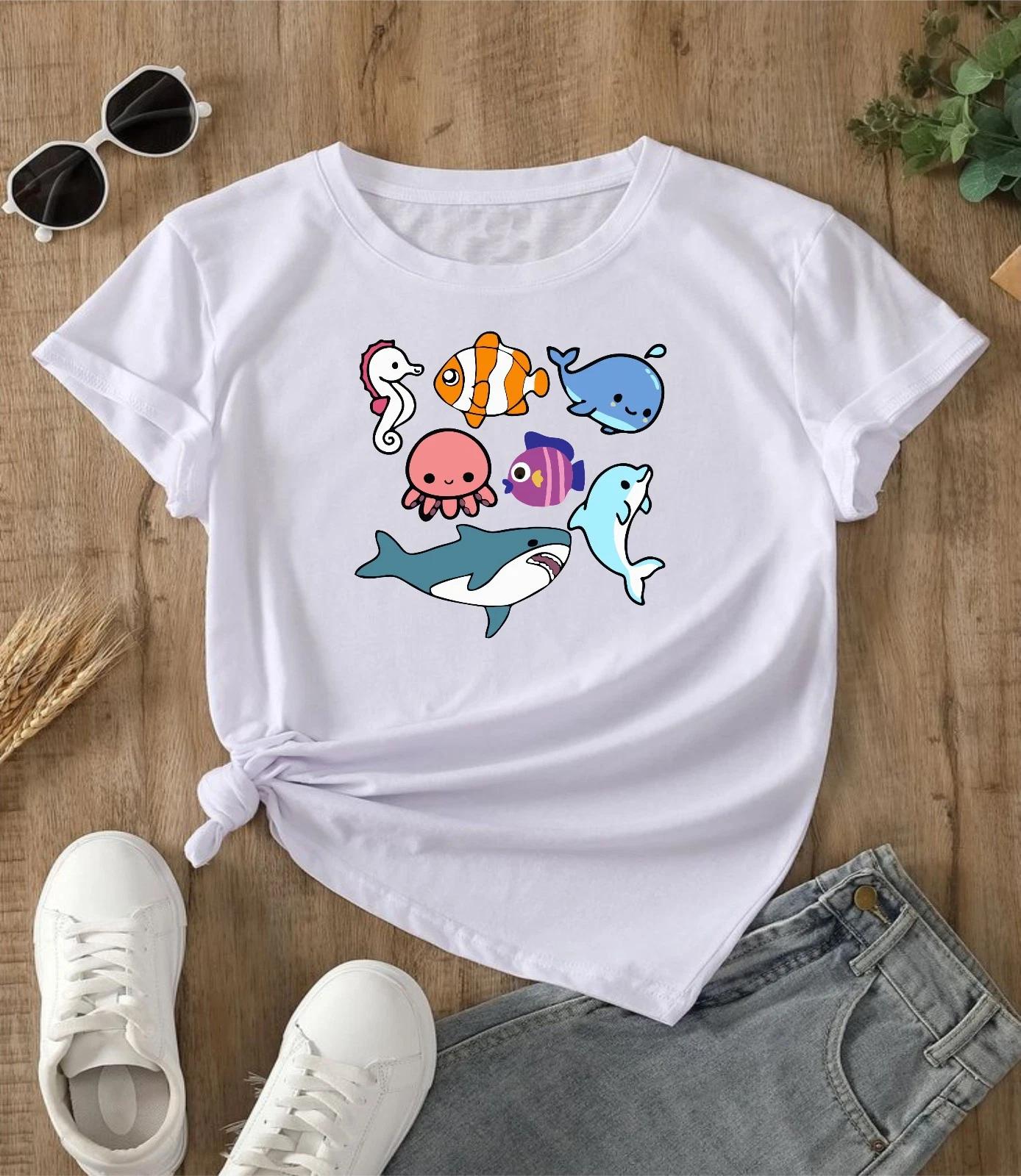 Underwater Sea Animals T-shirt, Sea Animal Retro Shirt, Ocean Nature Lovers Tee 4XL