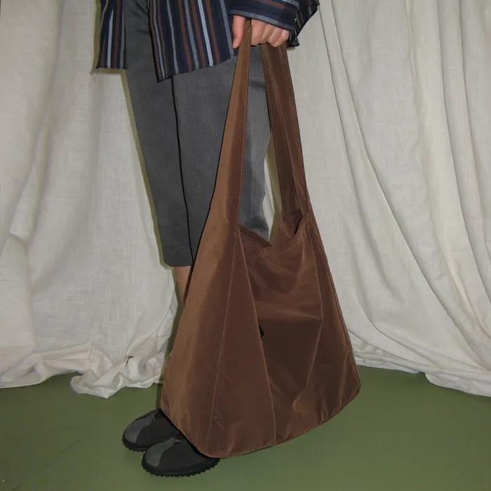 [3rd Reorder: Immediate Shipment] 0007 Layered Pouch Hobo Bag_Corduroy Brown