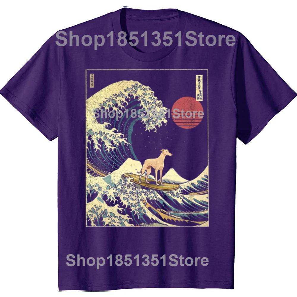 

Funny Greyhound Dog Japanese Surfing Wave Graphic T-shirts Men Women s Fashion Casual Tshirt 100% Cotton Loose Oversized T Shirt XL