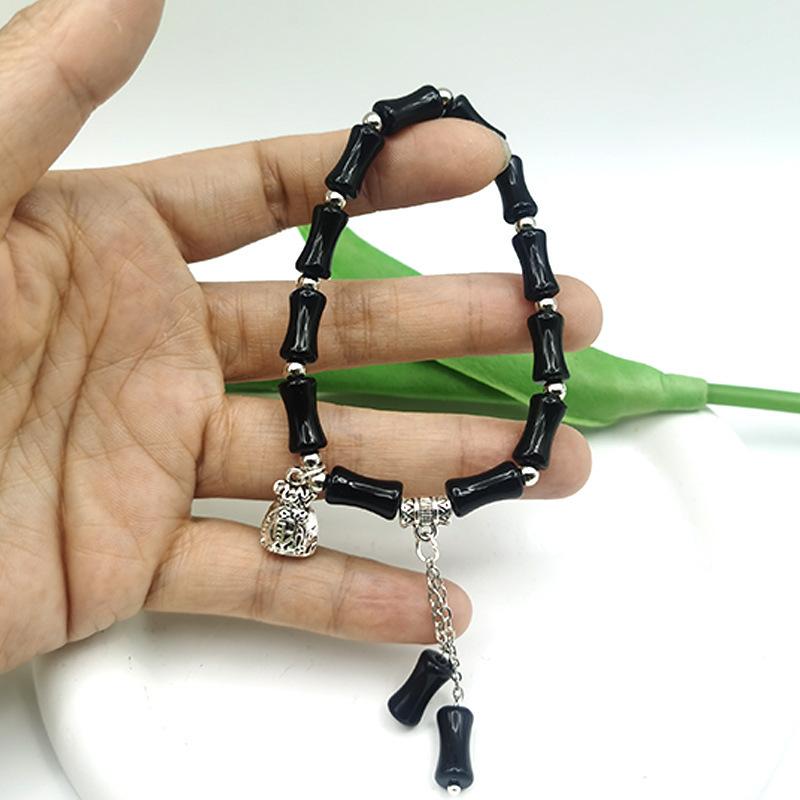 New Chinese Style National Style Bamboo Knot Peace Lock Tassel Bracelet Design Sense Niche Bracelet Personality Temperament Unisex Retro