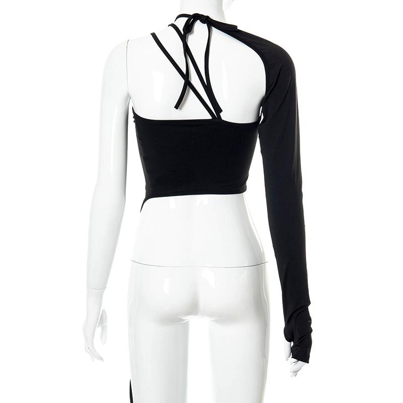 Hollow Out Blusas One Off Shoulder Summer Clothes Tshirts for Women Top Female T-shirt Women's T-shirt Black Sexy Tops T Shirt