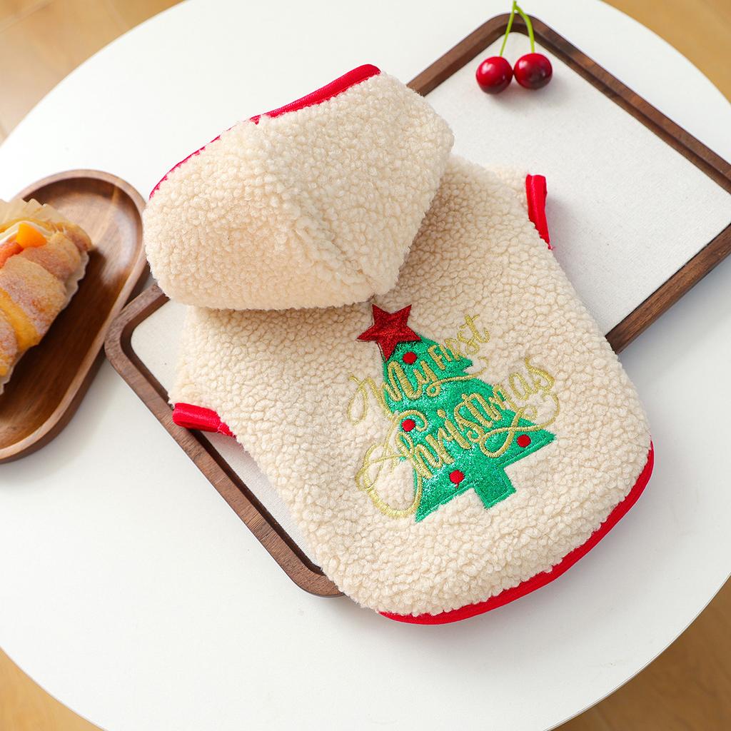 Pet clothes autumn and winter new small dog puppies happy dog cat warm and comfortable first Christmas sweater