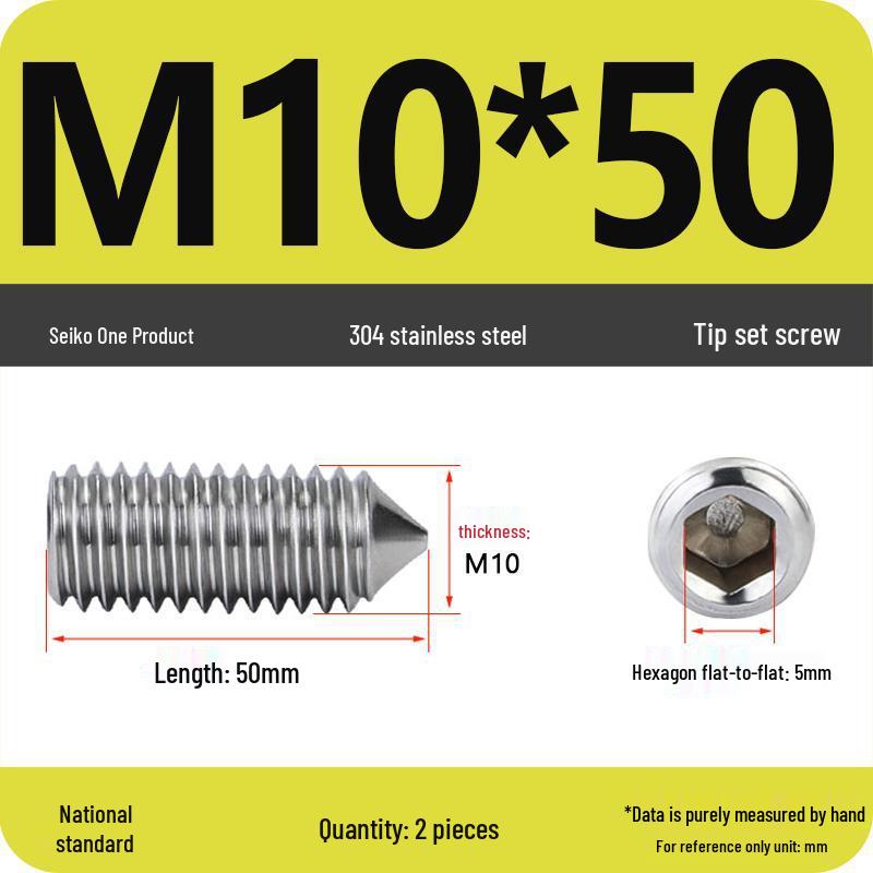 304 Stainless Steel Internal Hex Set Screw | Headless Grub Screw M2-M16