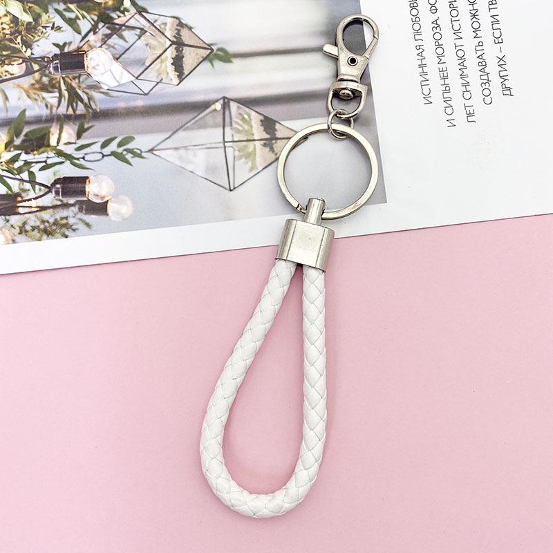 Braided Leather Car Keychain - Unisex Waist-Hanging Bag Charm Keyring