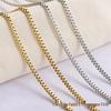 304 Stainless Steel 18K Gold Box Chain Necklace Bracelet Jewelry Accessories (Vacuum Electroplated, Square Chain, In Stock)