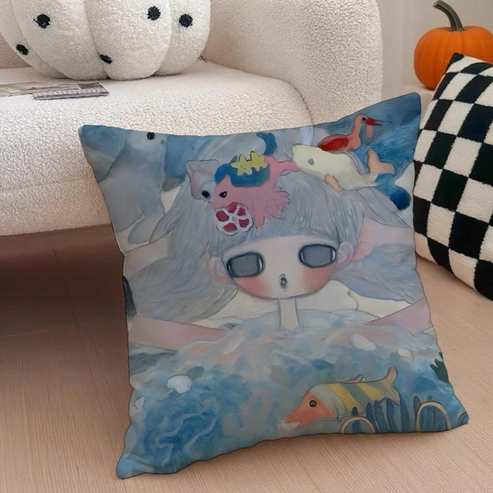 Aya Takano art avantgarde Cushion Cover Throw Pillow Cover Hidden Button Durable Polyester Chair Cushion