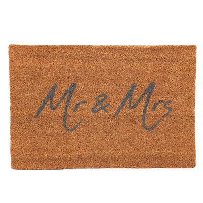 [A0016] - Brown "Mr & Mrs" Straw Doormat - 60x40 Cm