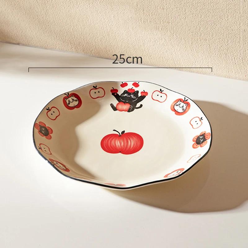 Cute Cartoon Ceramic Plate Creative Cat Fruits Salad Plates Exquisite Party Afternoon Tea Home Tableware Restaurant Ramen Bowls