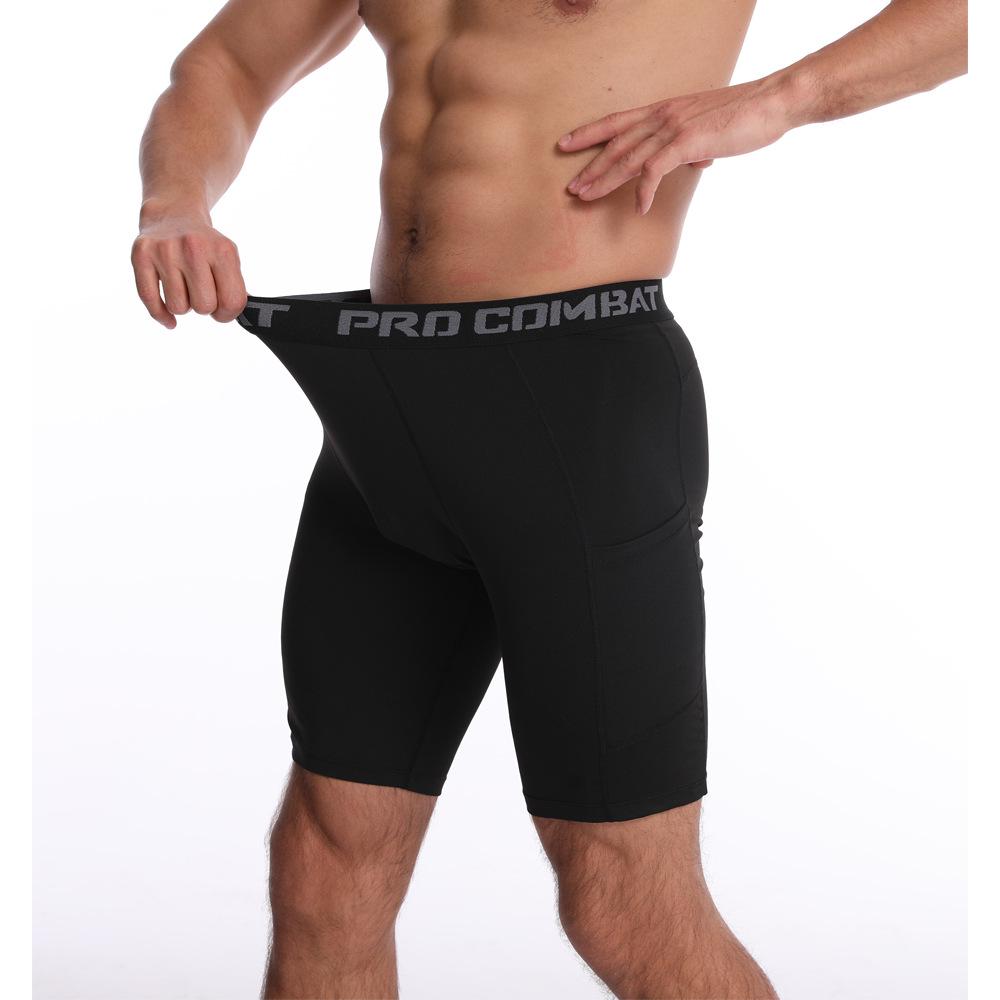 Lauf-Fitness-Kompressionsshorts mit Taschen, schweißableitend, schnelltrocknend und dehnbar