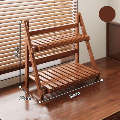 Bamboo Plant Stand Desktop Organizer 2 Layer Decorative Flower Pot Display Rack Shelf