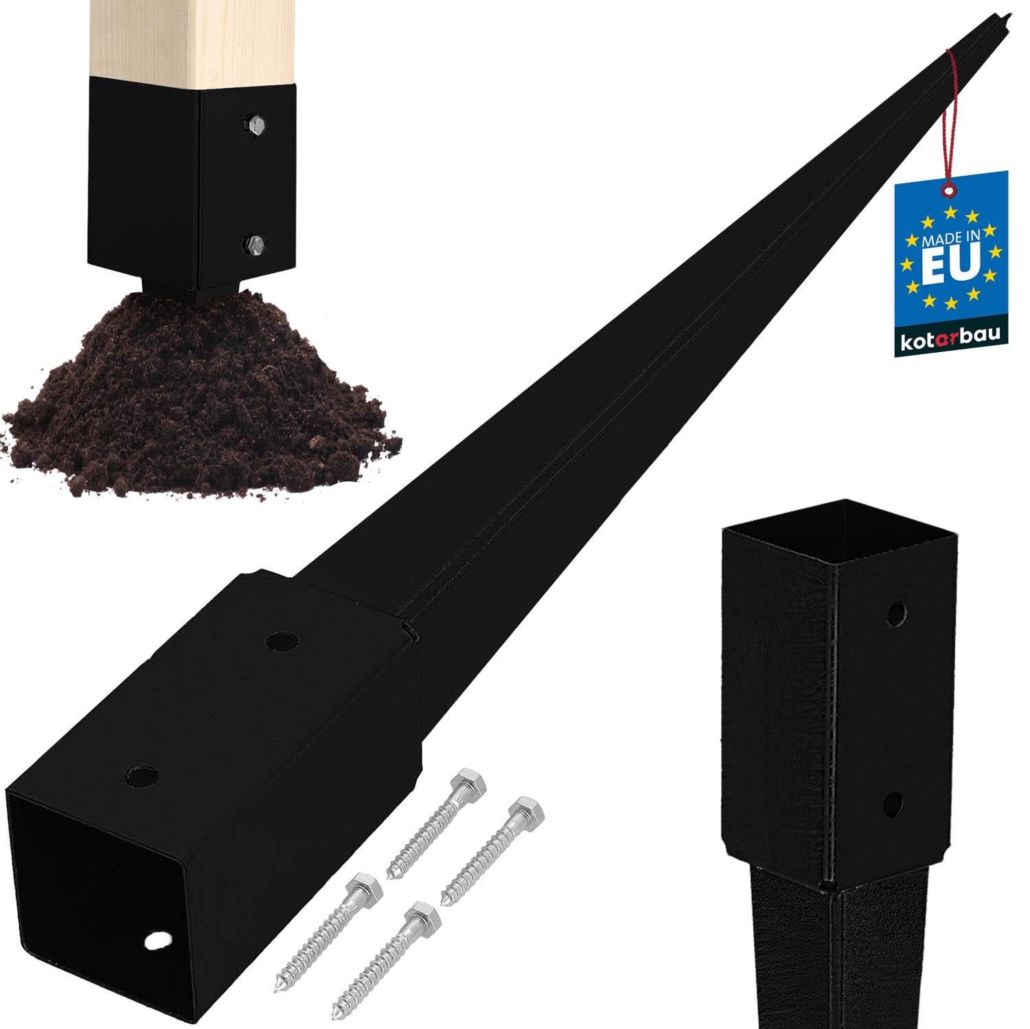 Kotarbau® Stalen Paalvoet Grondanker Voor Pergola's, Gazebo's, 71 X 71 X 750 Mm Zwart
