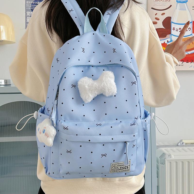 Schoolbag Schoolbag Junior High School Girls Girl Heart Atmosphere Polka Dot Bow Versatile High Value Female Student Backpack High School