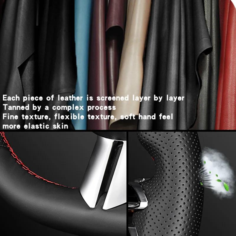 AABHO1 For Chevrolet Camaro 5 Gen 2014 2015 RS Hand Stitched Non-slip Car Steering Wheel Cover DIY Black Napa Leather Car Interior